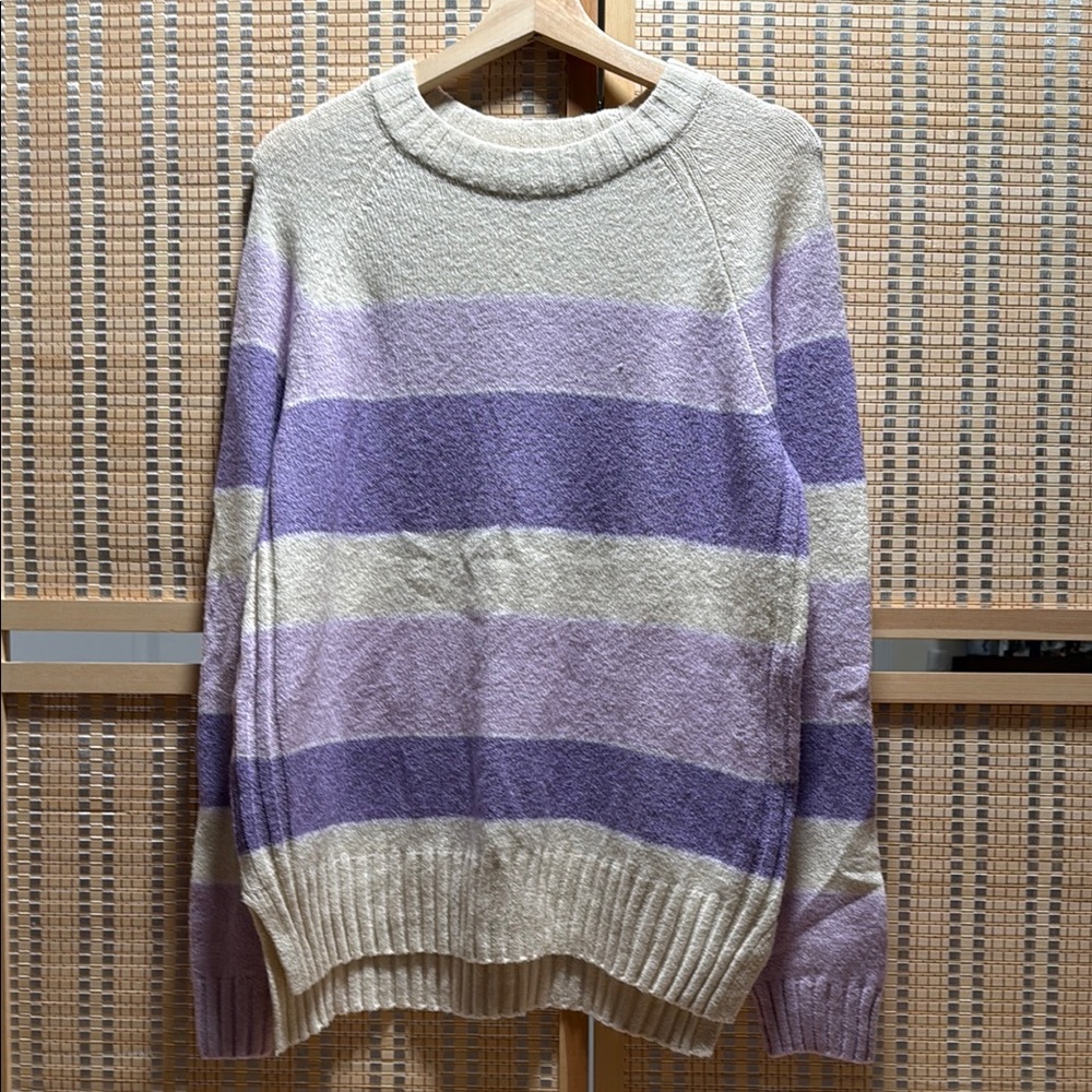 Time and Tru Crewneck Sweater in Purple and Cream